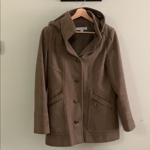 Beige coat with hood